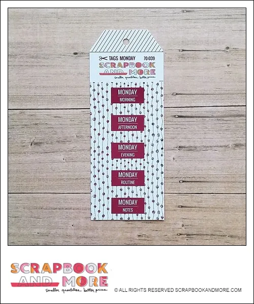 Scrapbook and More Exclusive Cardstock Cut Tags Monday Dotted Garland Hot Pink Foil