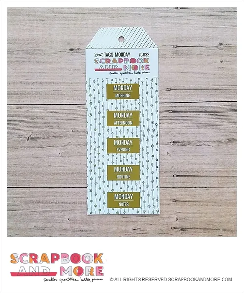 Scrapbook and More Exclusive Cardstock Cut Tags Monday Dotted Garland Gold Foil