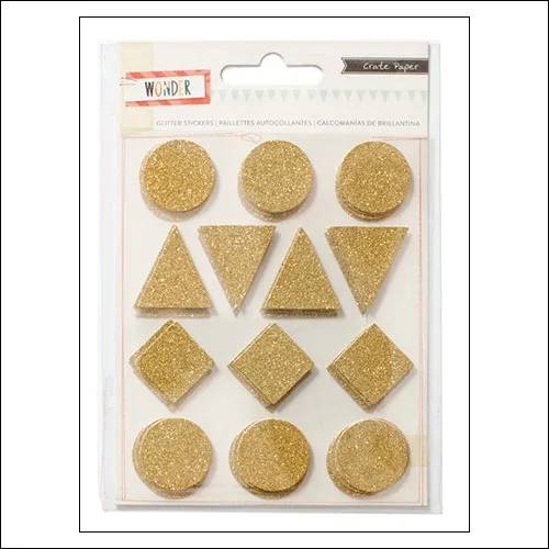 Crate Paper Gold Glitter Stickers Mixed Shapes Wonder Collection