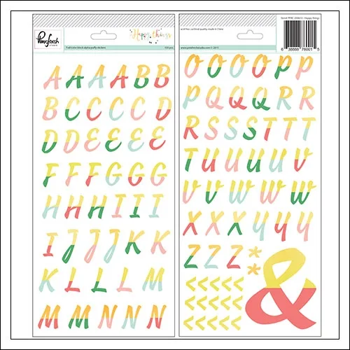 Pinkfresh Studio Foil Color Block Alphabet Puffy Stickers Happy Things Collection