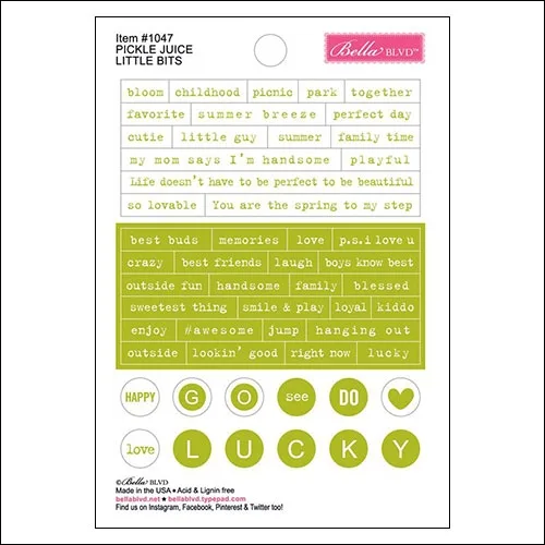 Bella Blvd Little Bits Cardstock Stickers Pickle Juice Just Add Color Collection