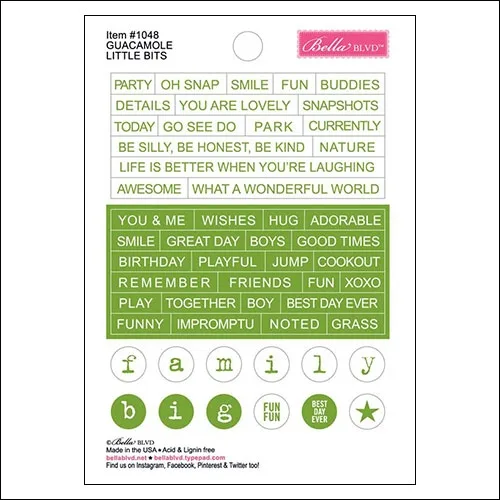 Bella Blvd Little Bits Cardstock Stickers Guacamole Just Add Color Collection