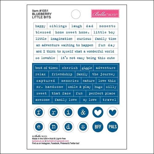 Bella Blvd Little Bits Cardstock Stickers Blueberry Just Add Color Collection