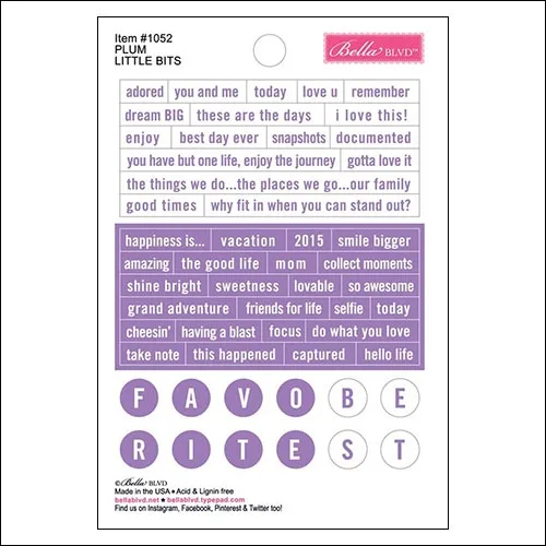 Bella Blvd Little Bits Cardstock Stickers Plum Just Add Color Collection