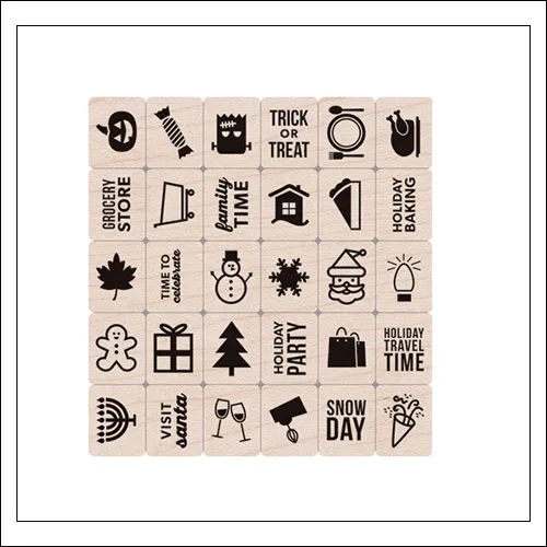 Hero Arts Kellys Holiday Planner Icons Wood Block Rubber Stamps Clearly Kelly Collection by Kelly Purkey