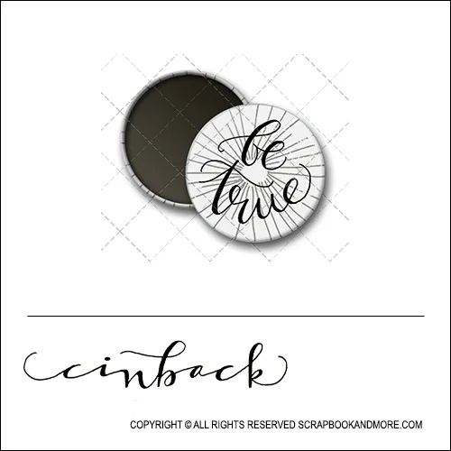 Scrapbook and More 1 inch Round Flair Badge Button White Starburst Be True by Cindy Backstrom