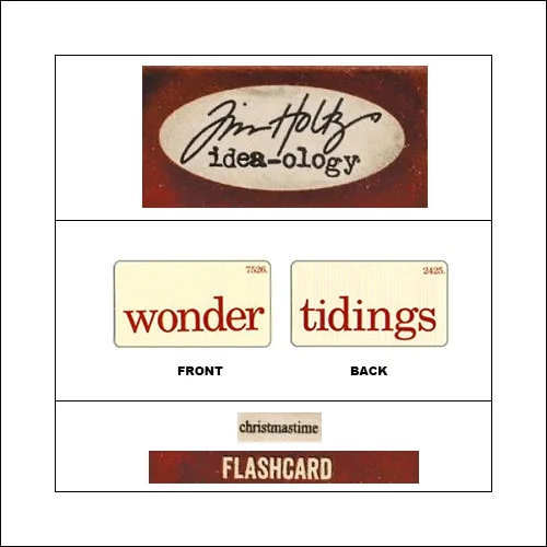 Idea-ology Mini Flash Card Christmastime Red Text Wonder and Tidings by Tim Holtz
