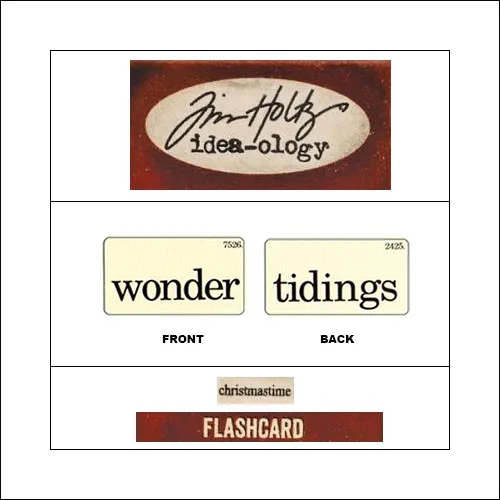 Idea-ology Mini Flash Card Christmastime Black Text Wonder and Tidings by Tim Holtz
