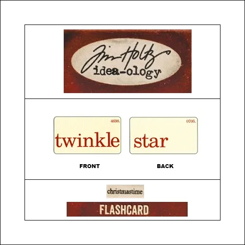 Idea-ology Mini Flash Card Christmastime Red Text Twinkle and Star by Tim Holtz