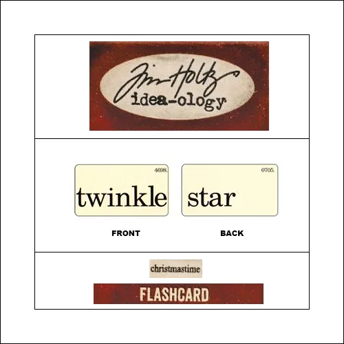 Idea-ology Mini Flash Card Christmastime Black Text Twinkle and Star by Tim Holtz