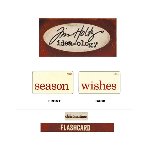 Idea-ology Mini Flash Card Christmastime Red Text Season and Wishes by Tim Holtz
