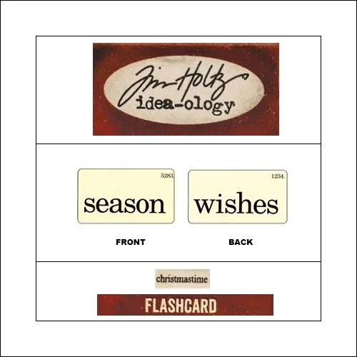 Idea-ology Mini Flash Card Christmastime Black Text Season and Wishes by Tim Holtz
