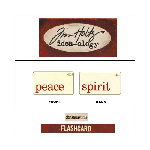 Idea-ology Mini Flash Card Christmastime Red Text Peace and Spirit by Tim Holtz
