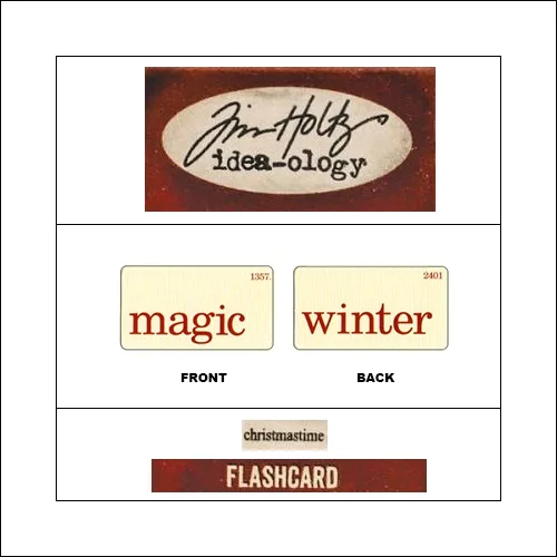 Idea-ology Mini Flash Card Christmastime Red Text Magic and Winter by Tim Holtz