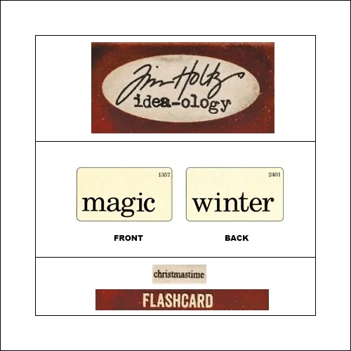 Idea-ology Mini Flash Card Christmastime Black Text Magic and Winter by Tim Holtz