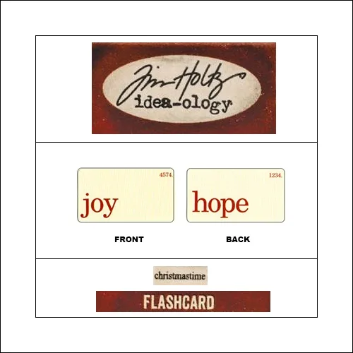 Idea-ology Mini Flash Card Christmastime Red Text Joy and Hope by Tim Holtz