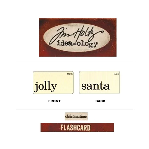 Idea-ology Mini Flash Card Christmastime Black Text Jolly and Santa by Tim Holtz