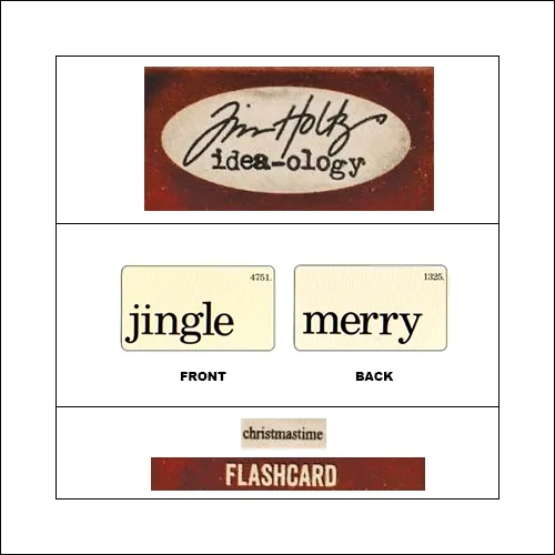 Idea-ology Mini Flash Card Christmastime Black Text Jingle and Merry by Tim Holtz