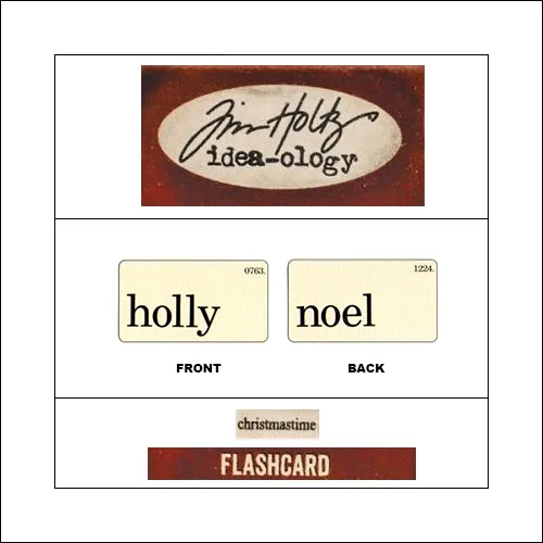 Idea-ology Mini Flash Card Christmastime Black Text Holly and Noel by Tim Holtz