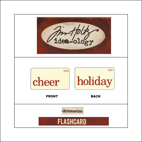 Idea-ology Mini Flash Card Christmastime Red Text Cheer and Holiday by Tim Holtz