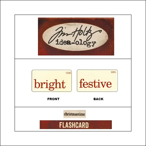 Idea-ology Mini Flash Card Christmastime Red Text Bright and Festive by Tim Holtz