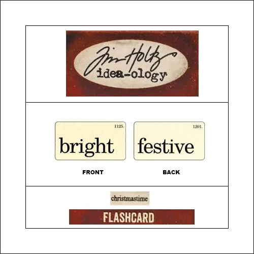 Idea-ology Mini Flash Card Christmastime Black Text Bright and Festive by Tim Holtz
