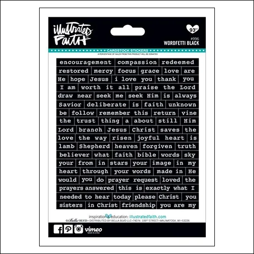 Illustrated Faith Cardstock Wordfetti Black Stickers Genesis Collection