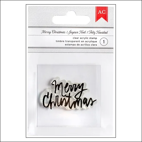 American Crafts Clear Acrylic Stamp Fancy Merry Christmas Deck The Halls Collection