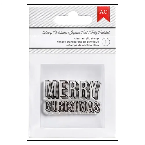 American Crafts Clear Acrylic Stamp Block Merry Christmas Deck The Halls Collection