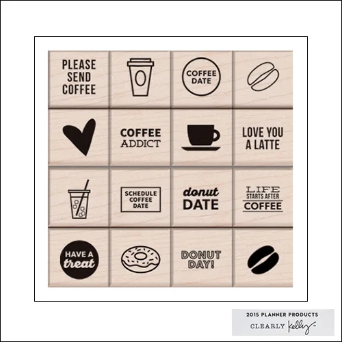 Hero Arts Wood Block Rubber Stamp Set Kellys Coffee and Donuts 2015 Planner Products Collection by Kelly Purkey
