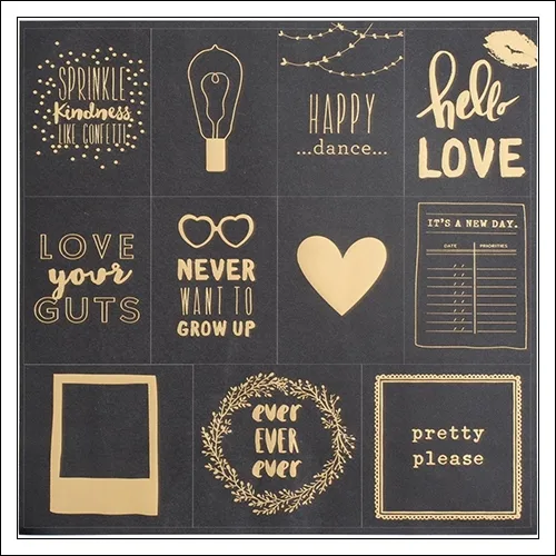 American Crafts Specialty Paper Sheet Black Gold Foil Pretty Please Documentary Collection by Dear Lizzy