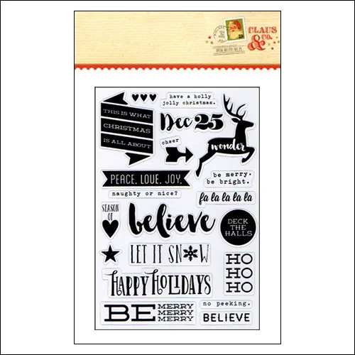 Simple Stories Clear Black Sticker Sheet Christmas Claus and Co Collection