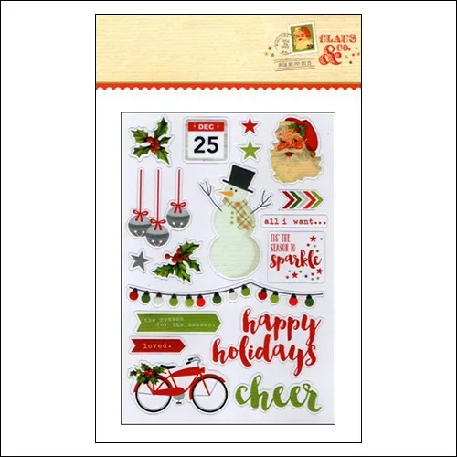 Simple Stories Clear Colored Sticker Sheet Christmas Claus and Co Collection