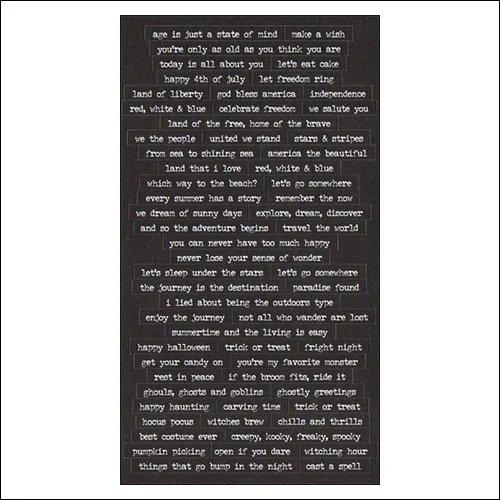 Advantus Small Talk Cardstock Sticker Sheet Black Accasions by Tim Holtz Idea-ology