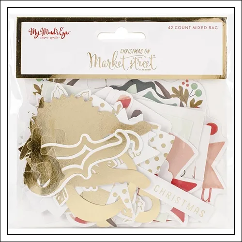 My Minds Eye Die Cuts Mixed Bag Gold Foil Accents Christmas on Market Street Collection by Jen Allyson