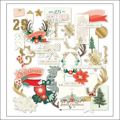 My Minds Eye Die Cuts Mixed Bag Gold Foil Accents Christmas on Market Street Collection by Jen Allyson