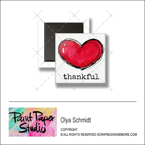 Scrapbook and More 1 inch Square Flair Badge Button Thankful by Olya Schmidt