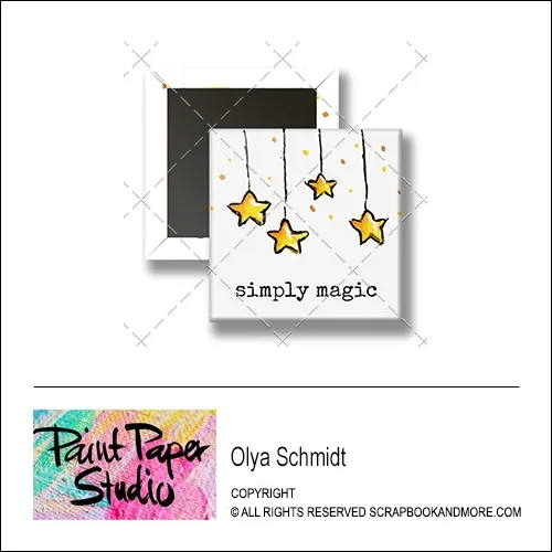 Scrapbook and More 1 inch Square Flair Badge Button Christmas Simply Magic by Olya Schmidt