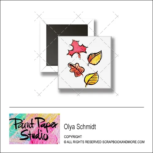 Scrapbook and More 1 inch Square Flair Badge Button Leaves by Olya Schmidt