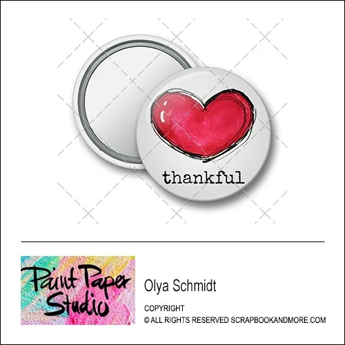 Scrapbook and More 1.25 inch Round Flair Badge Button Thankful by Olya Schmidt