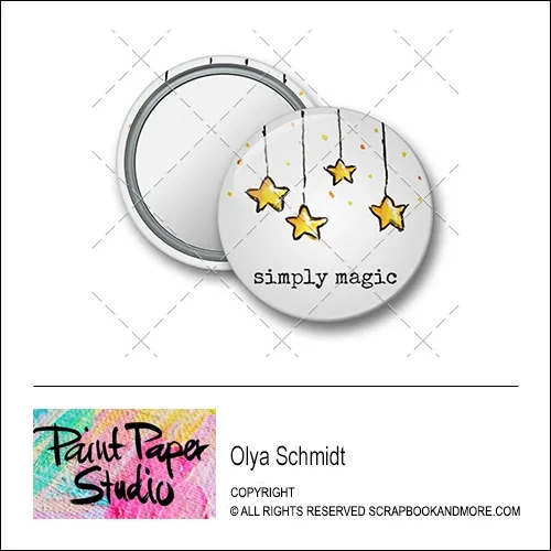 Scrapbook and More 1.25 inch Round Flair Badge Button Christmas Simply Magic by Olya Schmidt