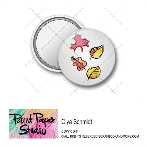 Scrapbook and More 1.25 inch Round Flair Badge Button Leaves by Olya Schmidt