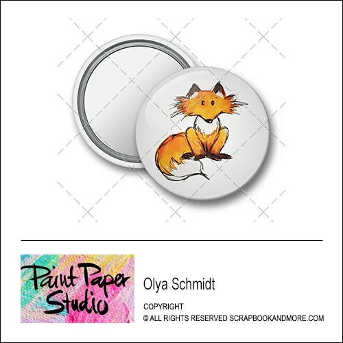 Scrapbook and More 1.25 inch Round Flair Badge Button Fox by Olya Schmidt