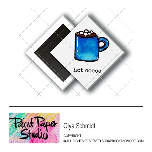 Scrapbook and More 1 inch Diamond Flair Badge Button Christmas Hot Cocoa by Olya Schmidt