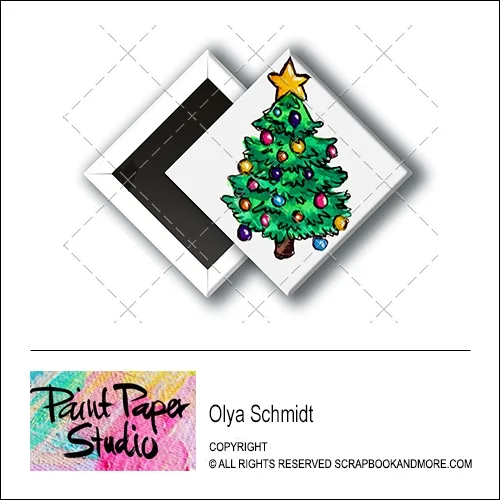Scrapbook and More 1 inch Diamond Flair Badge Button Christmas Tree by Olya Schmidt