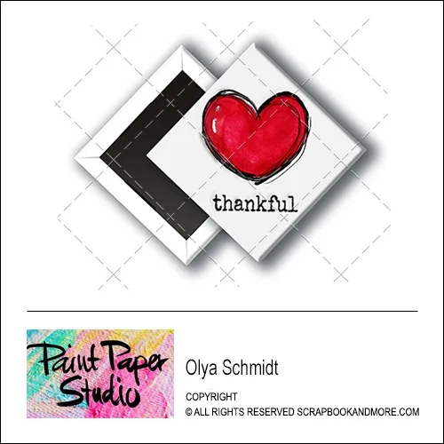 Scrapbook and More 1 inch Diamond Flair Badge Button Thankful by Olya Schmidt