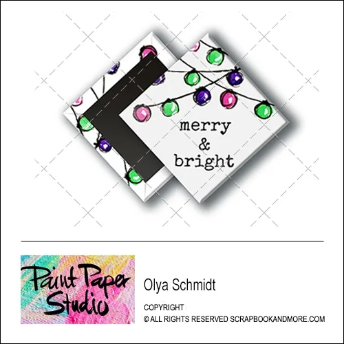 Scrapbook and More 1 inch Diamond Flair Badge Button Christmas Merry and Bright by Olya Schmidt