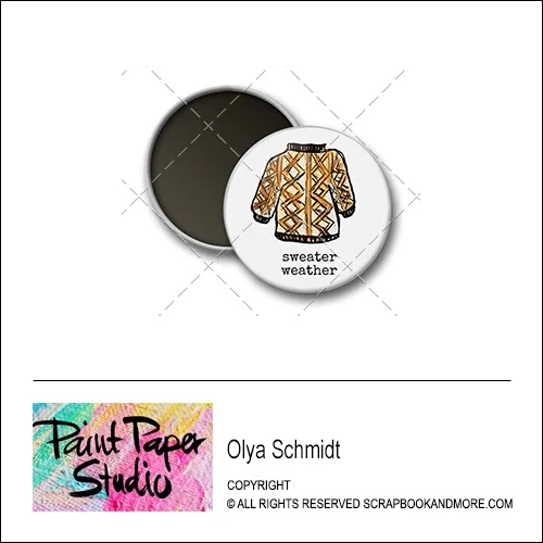 Scrapbook and More 1 inch Round Flair Badge Button Christmas Sweater Wheater by Olya Schmidt