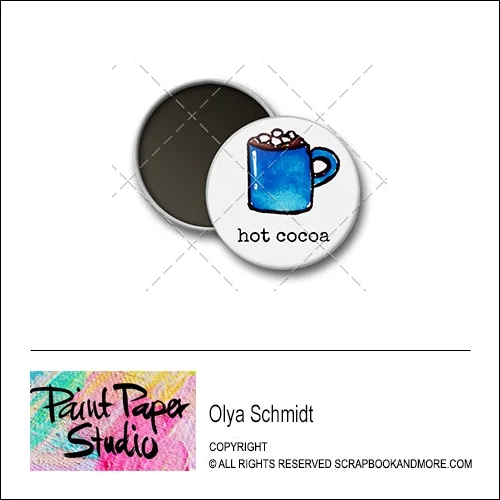 Scrapbook and More 1 inch Round Flair Badge Button Christmas Hot Cocoa by Olya Schmidt