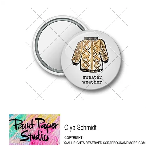 Scrapbook and More 1.25 inch Round Flair Badge Button Christmas Sweater Weather by Olya Schmidt